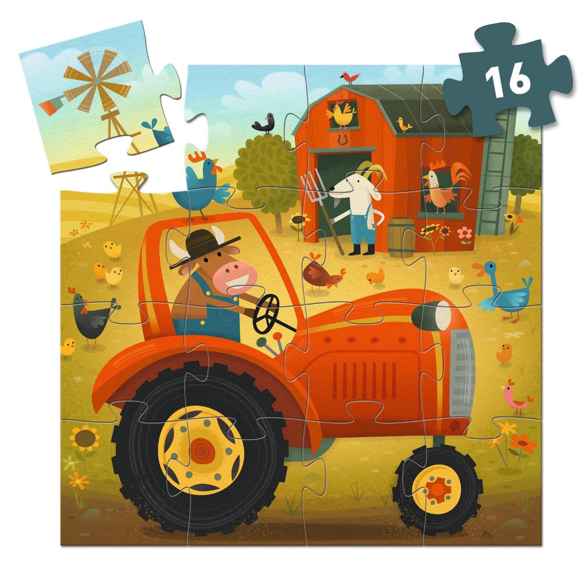 Puzz silhouette - Tracteur - 16 pcs Djeco