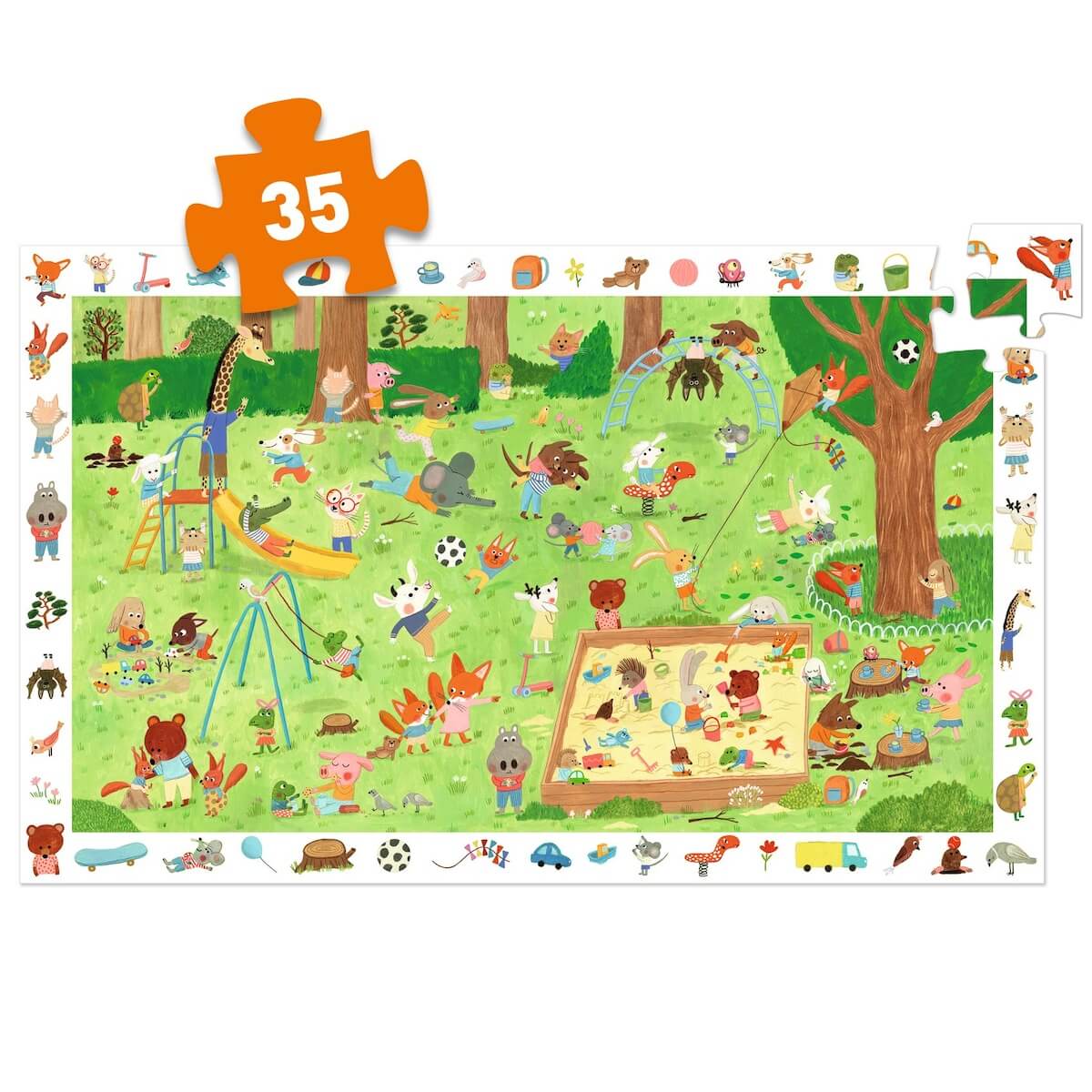 Puzzle 35pcs Le square des petits amis Djeco