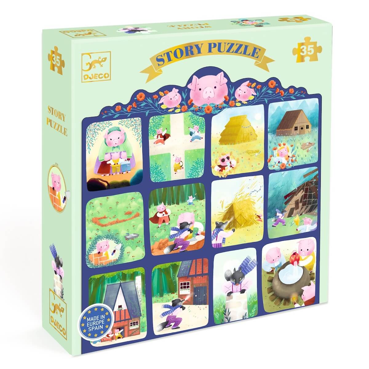 Puzzle 35pcs Les Trois Petits Cochons Djeco