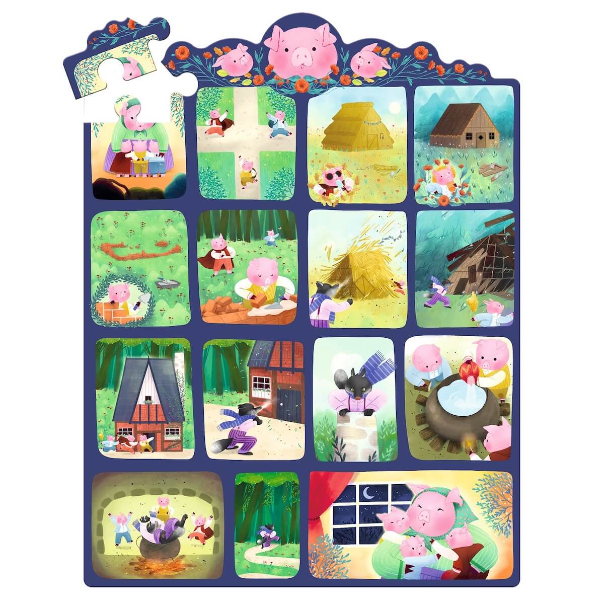 Puzzle 35pcs Les Trois Petits Cochons Djeco
