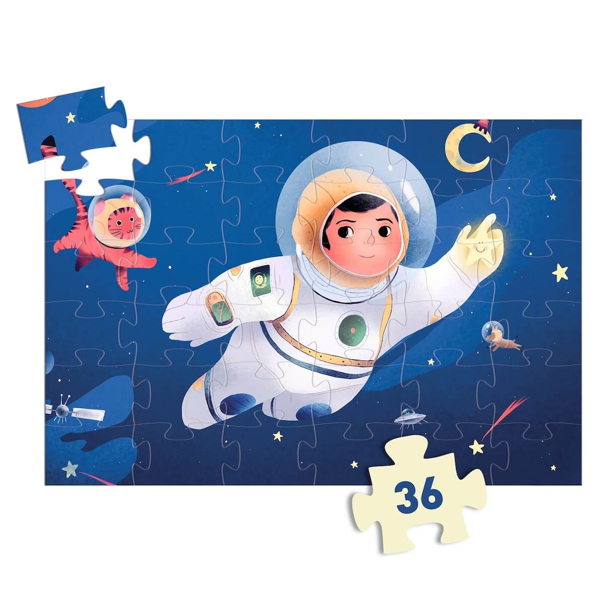 Puzzle 36pcs Un astronaute dans la lune Djeco