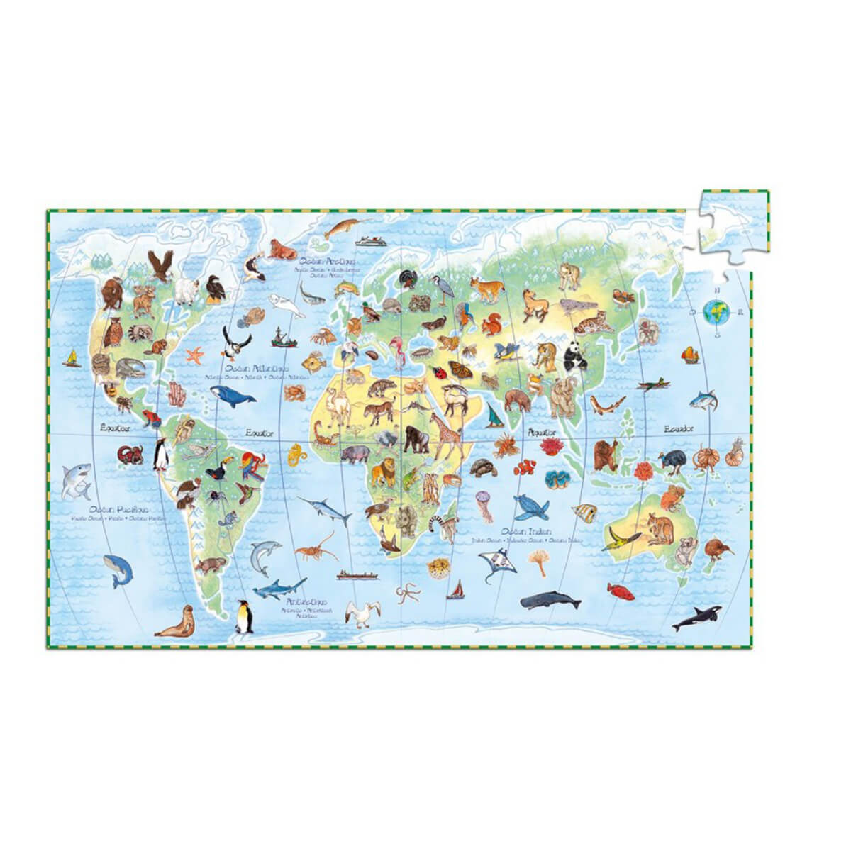 Puzzle observation-100pcs ANIMAUX DU MONDE Djeco