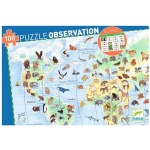 Puzzle observation-100pcs ANIMAUX DU MONDE Djeco