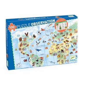 Puzzle observation-100pcs ANIMAUX DU MONDE Djeco
