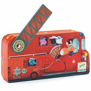 Puzzle silhouette-16pcs LE CAMION DE POMPIER Djeco