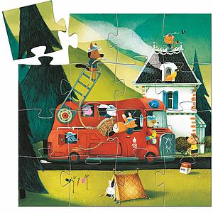 Puzzle silhouette-16pcs LE CAMION DE POMPIER Djeco