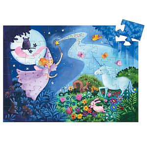 Puzzle silhouette-36pcs LA FÉE ET LA LICORNE Djeco