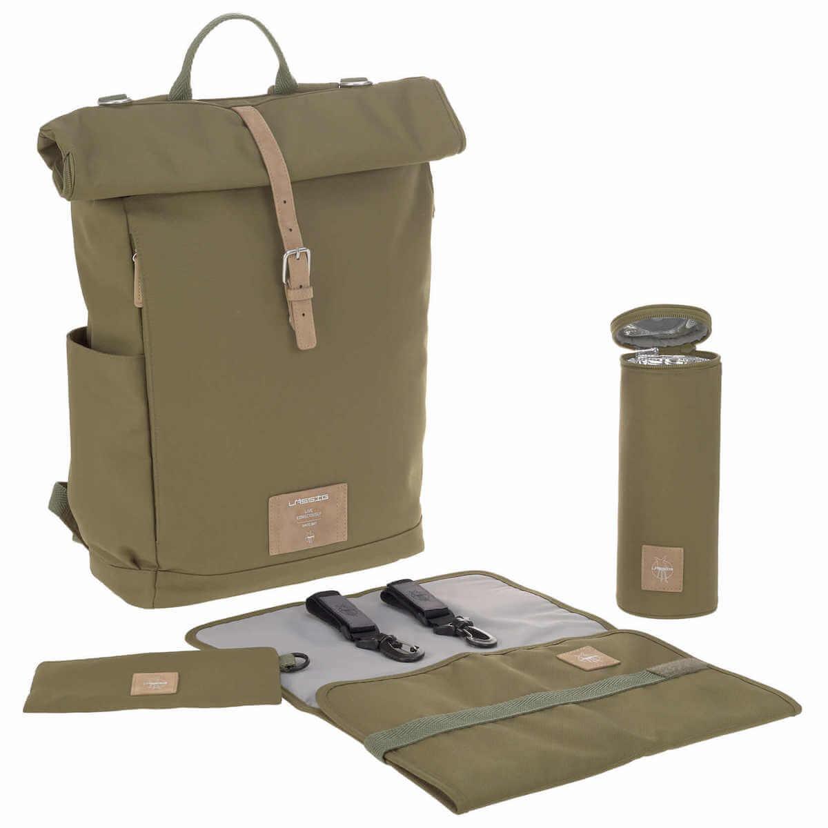 Sac à dos à langer ROLLTOP Laessig olive