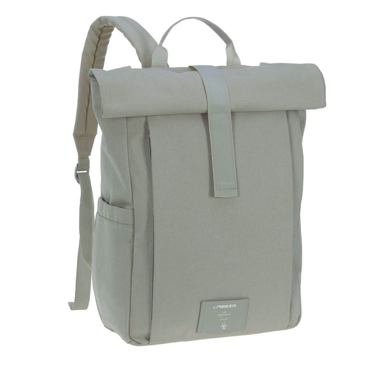 Sac à dos à langer ROLLTOP Laessig silver green 