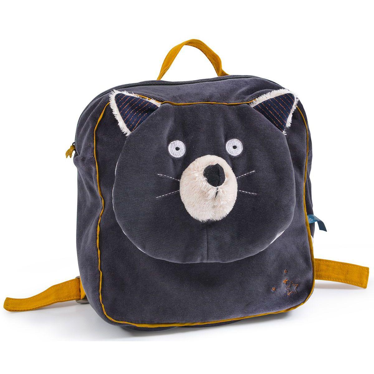 Sac à dos chat Alphonse LES MOUSTACHES Moulin Roty gris