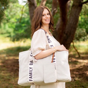 Sac à langer FAMILY BAG SIGNATURE CANVAS Childhome Ecru