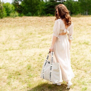 Sac à langer FAMILY BAG SIGNATURE CANVAS Childhome Ecru