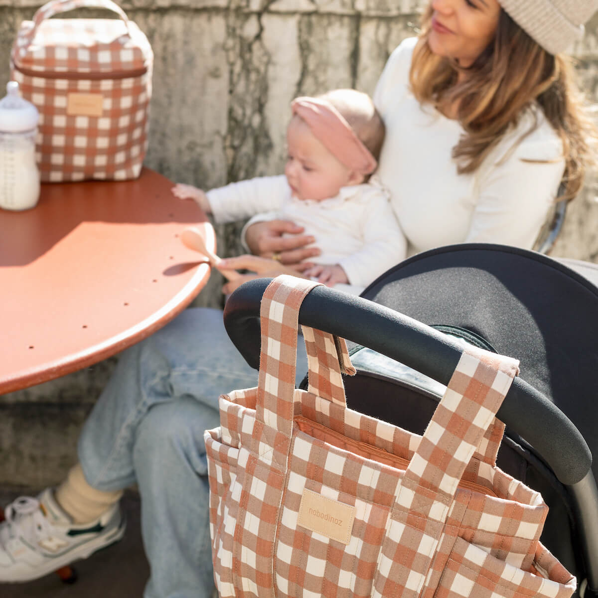 Sac à langer HYDE PARK Nobodinoz Terracotta Checks