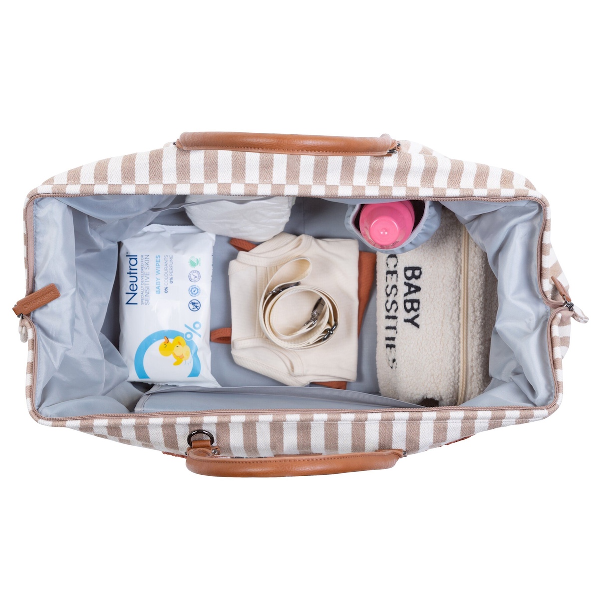 Sac à langer MOMMY BAG RAYURES Childhome nude terracotta