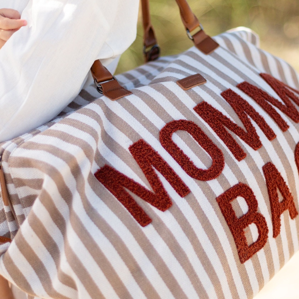 Sac à langer MOMMY BAG RAYURES Childhome nude terracotta