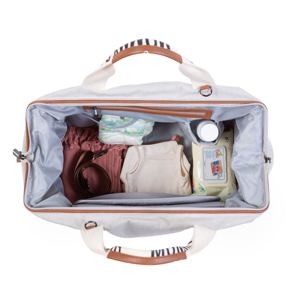 Sac à langer MOMMY BAG SIGNATURE CANVAS Childhome Blanco Roto