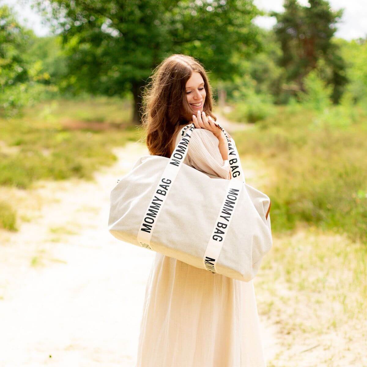 Sac à langer MOMMY BAG SIGNATURE CANVAS Childhome Blanco Roto