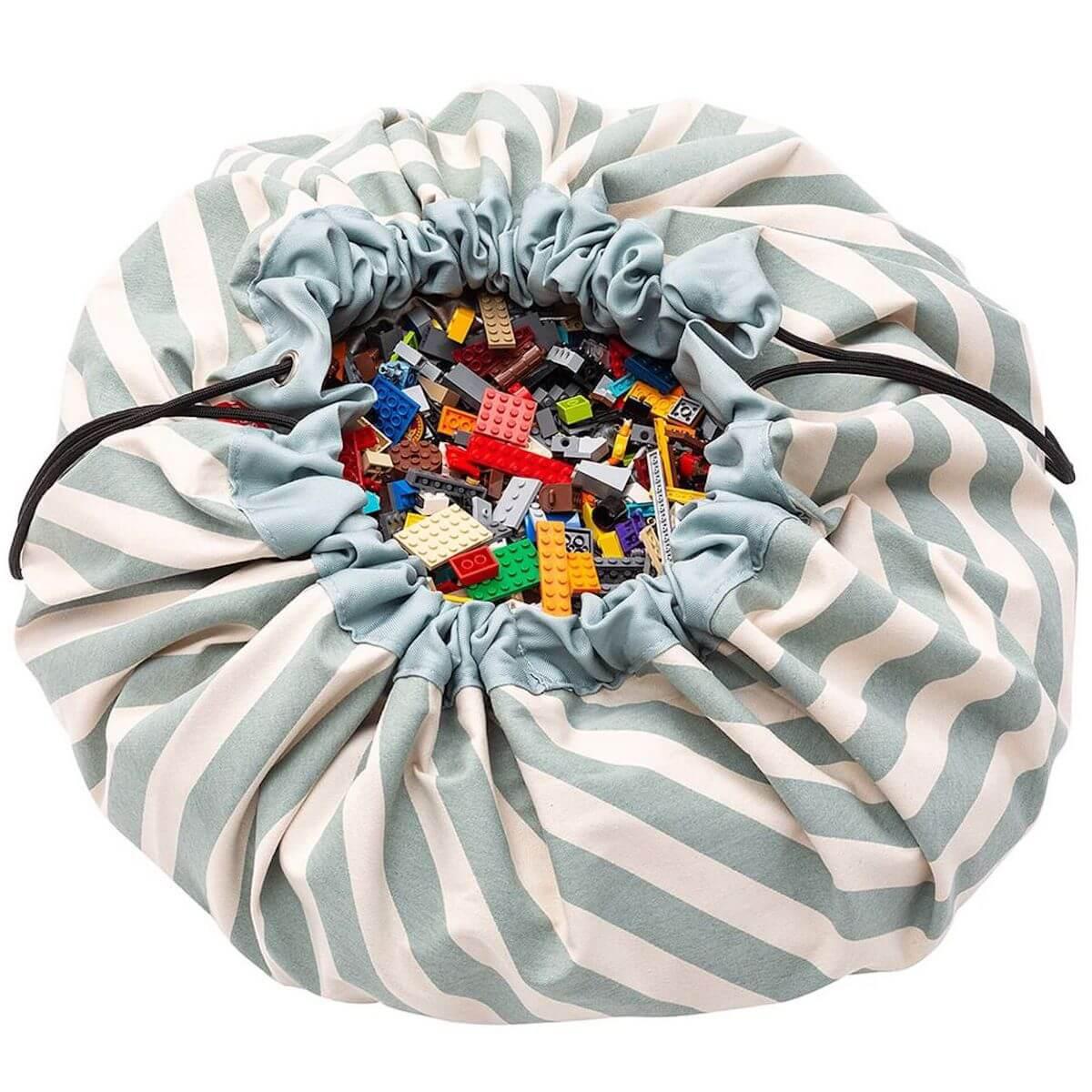 Sac-tapis de rangement RAYURES Play&Go vert