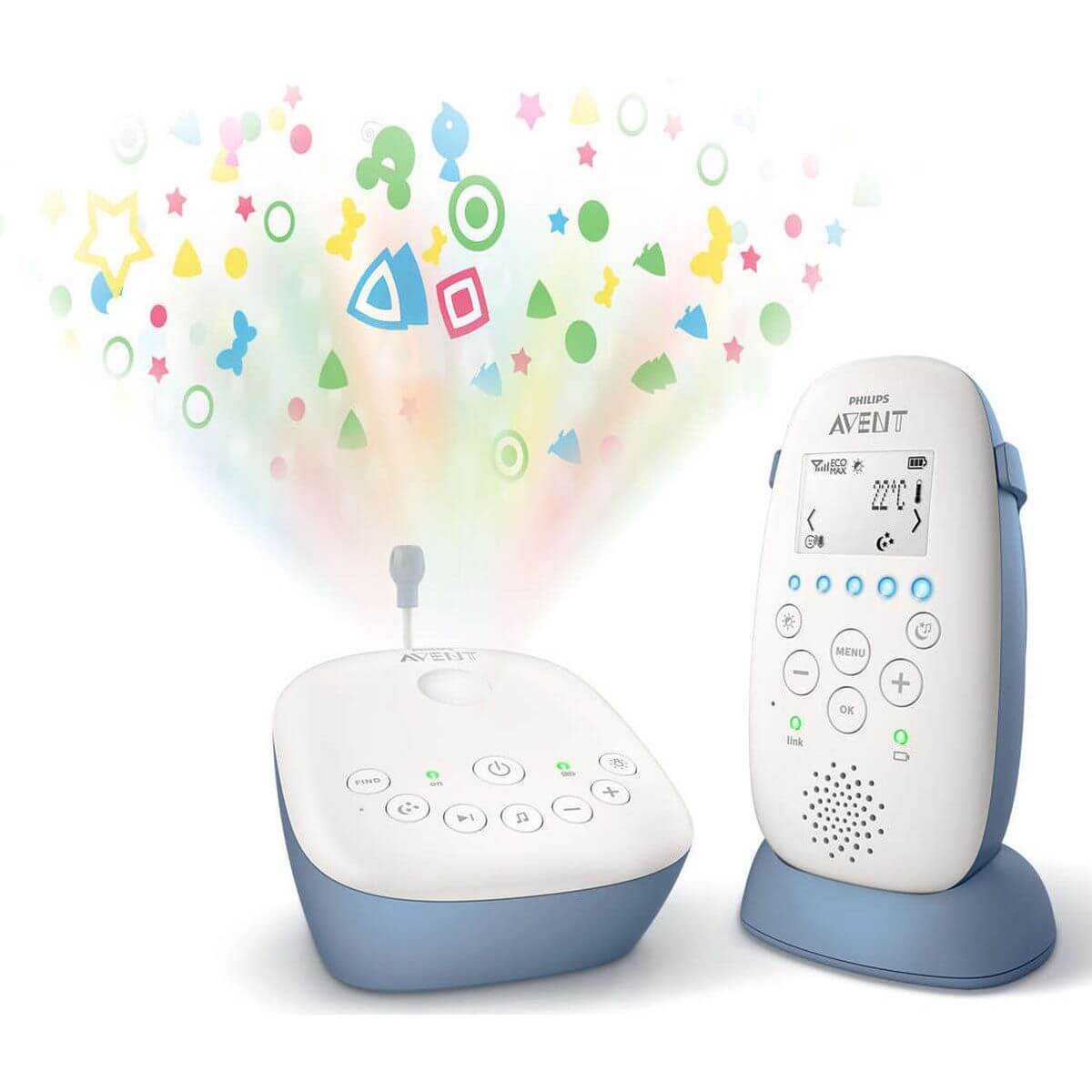 SCD735 DECT Babyphone (Sternenhimmel + 25% höhere Akku Leistung) exklusiv Baby-FH Avent WIP DBN