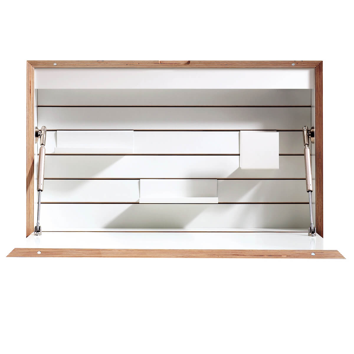 Secrétaire FLATBOX Müller Small Living blanc - bord en bouleau