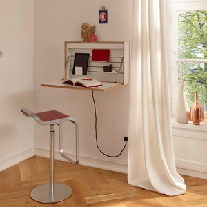 Secrétaire FLATBOX Müller Small Living blanc - bord en bouleau