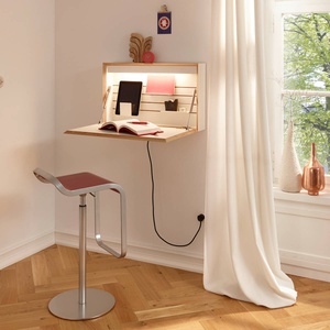 Secrétaire FLATBOX Müller Small Living blanc - bord en bouleau