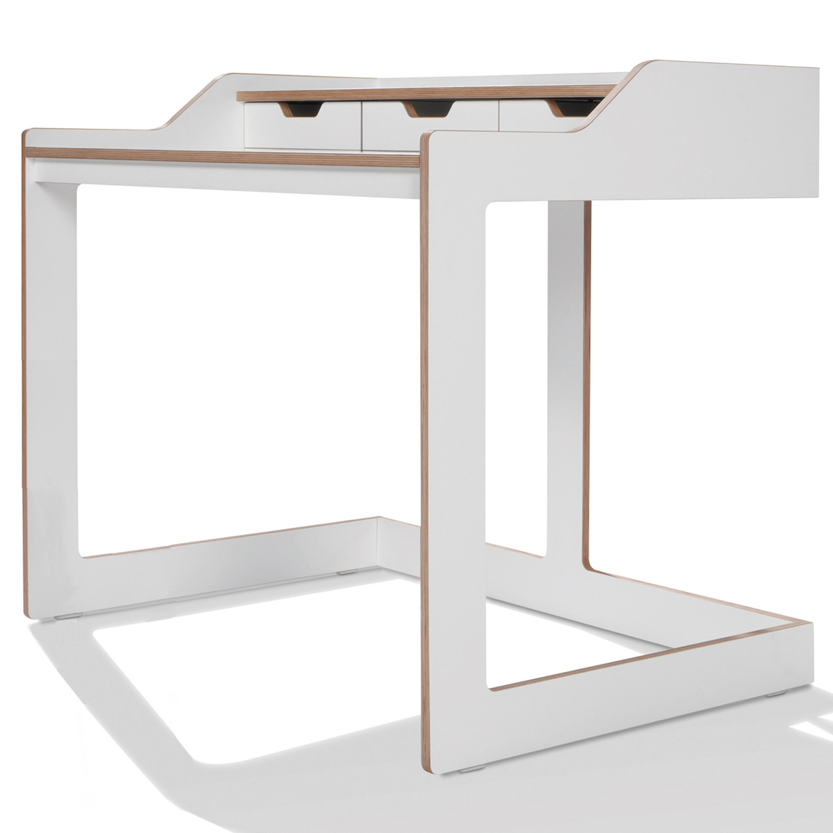 Secrétaire PLANE Müller Small Living blanc - bord en bouleau