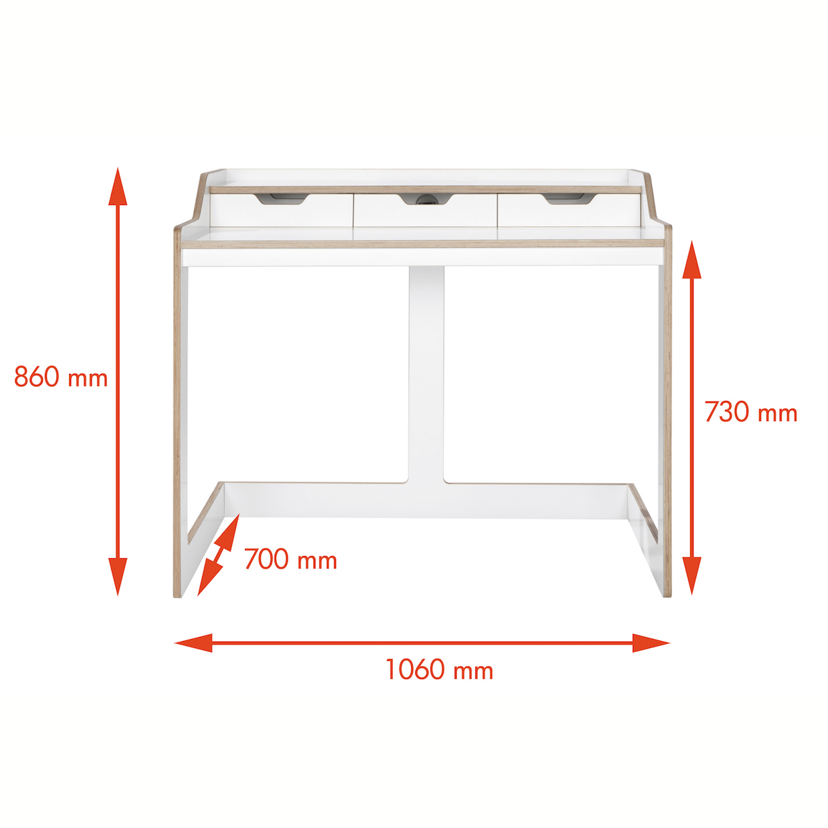 Secrétaire PLANE Müller Small Living blanc - bord en bouleau