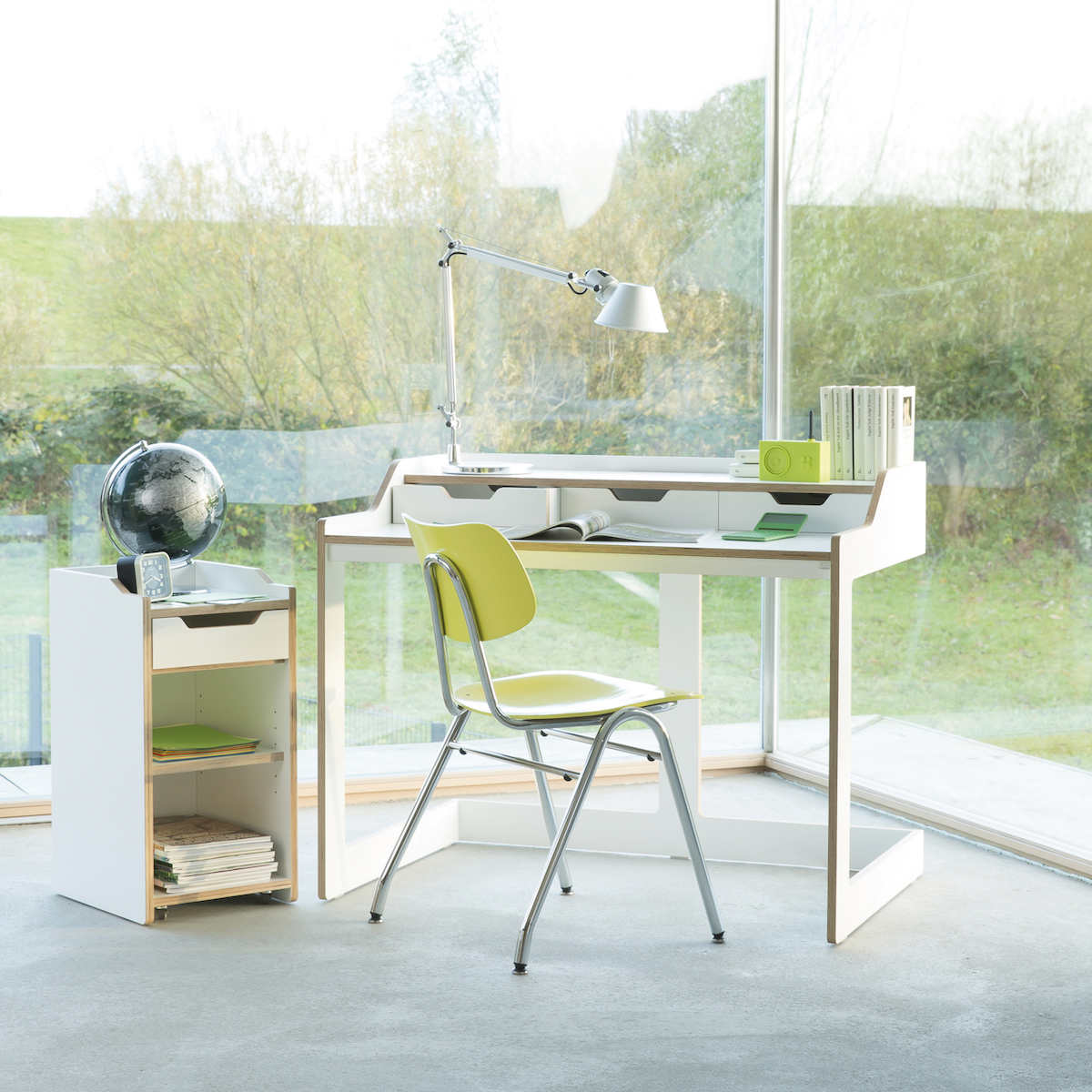 Secrétaire PLANE Müller Small Living blanc - bord en bouleau