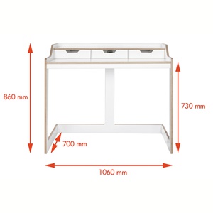 Secrétaire PLANE Müller Small Living blanc - bord en bouleau