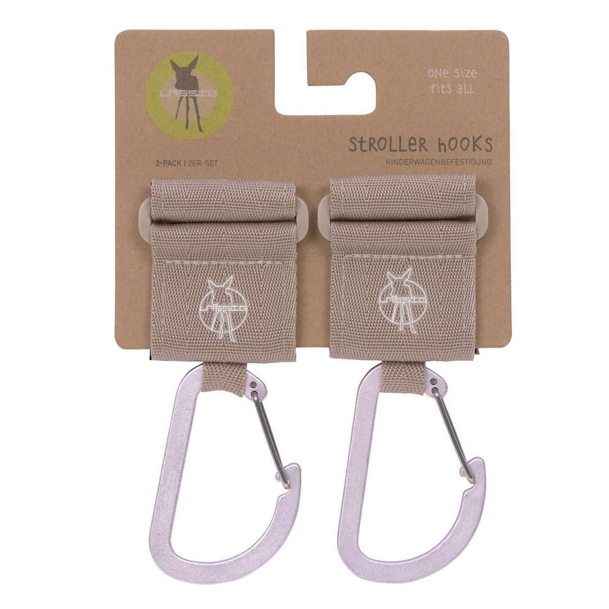 Set 2 crochets poussette avec mousqueton CASUAL Laessig beige