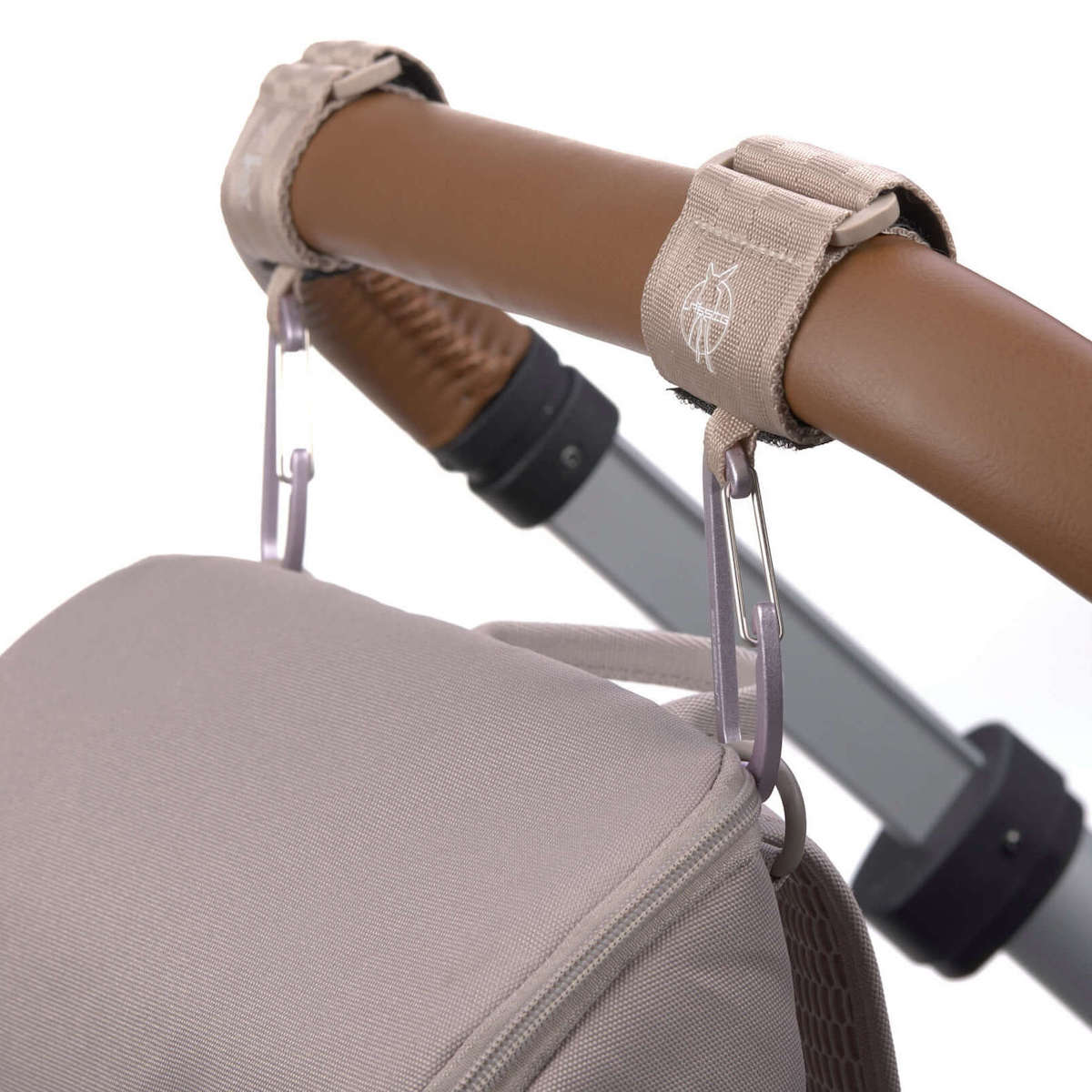 Set 2 crochets poussette avec mousqueton CASUAL Laessig beige