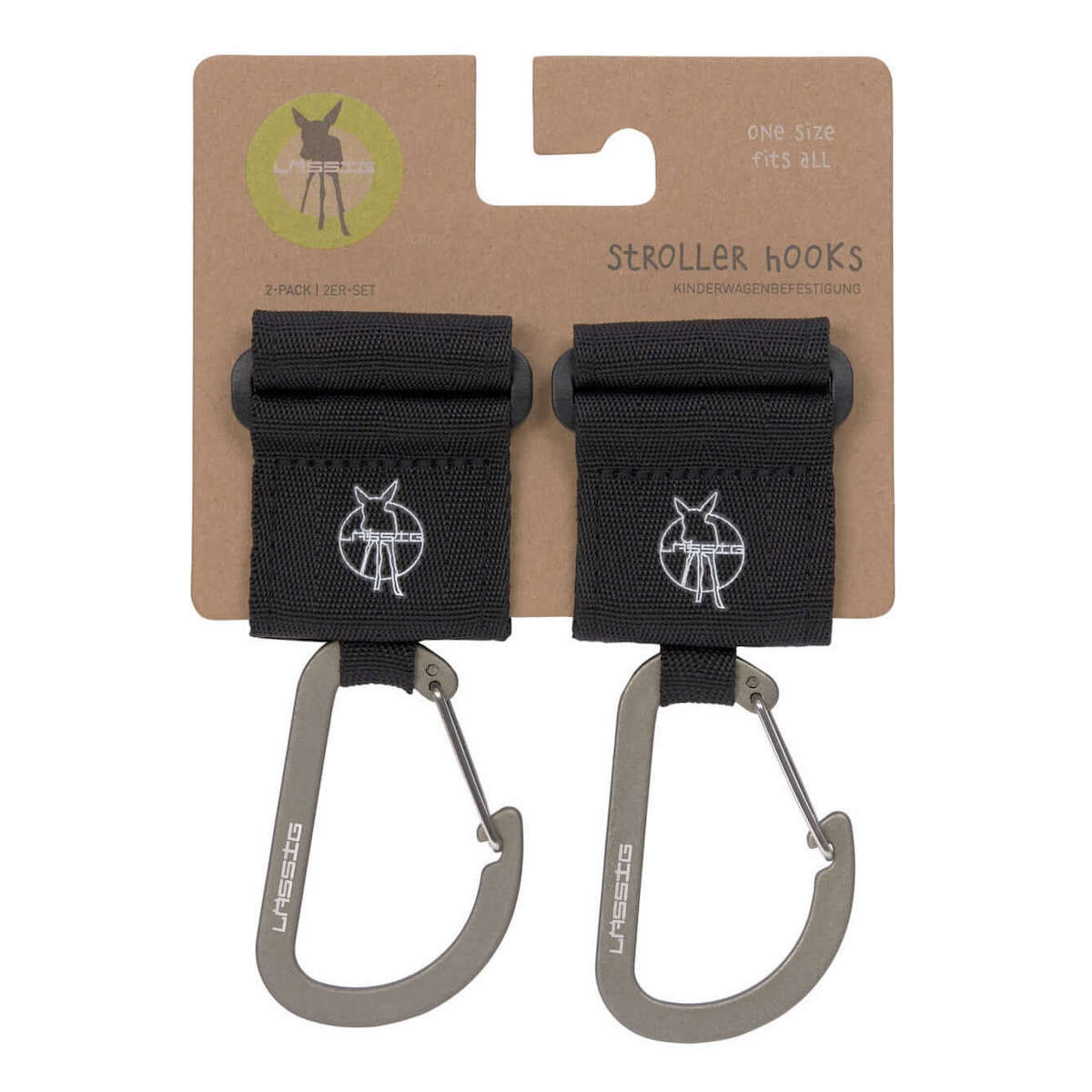 Set 2 crochets poussette avec mousqueton CASUAL Laessig noir