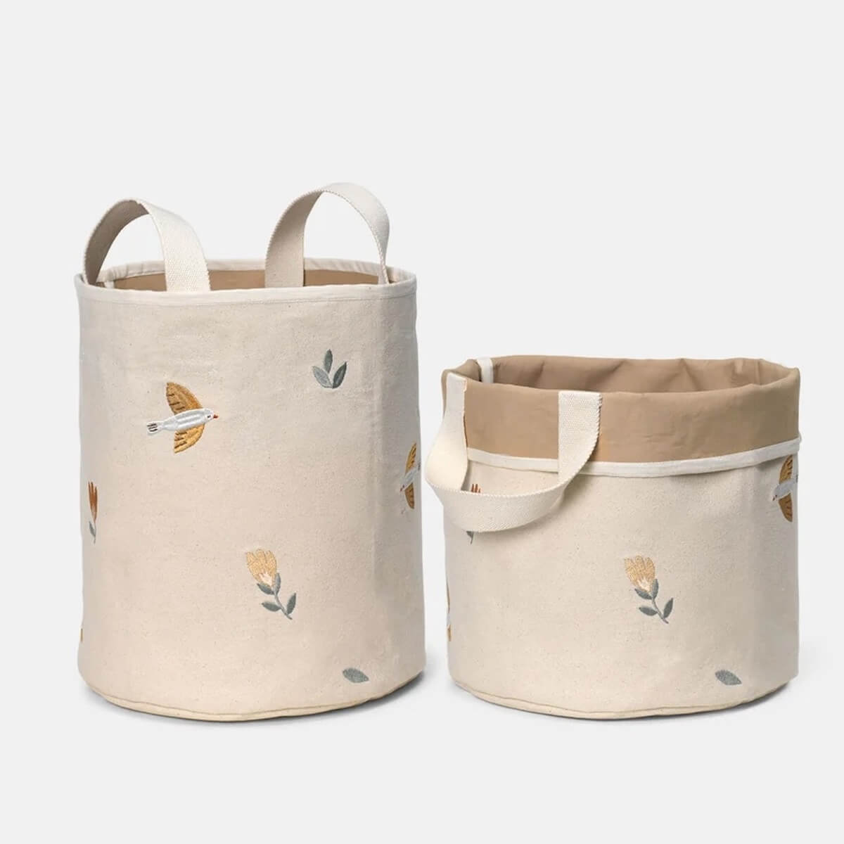 Set 2 panier de rangement brodé petit Dear April Songbirds