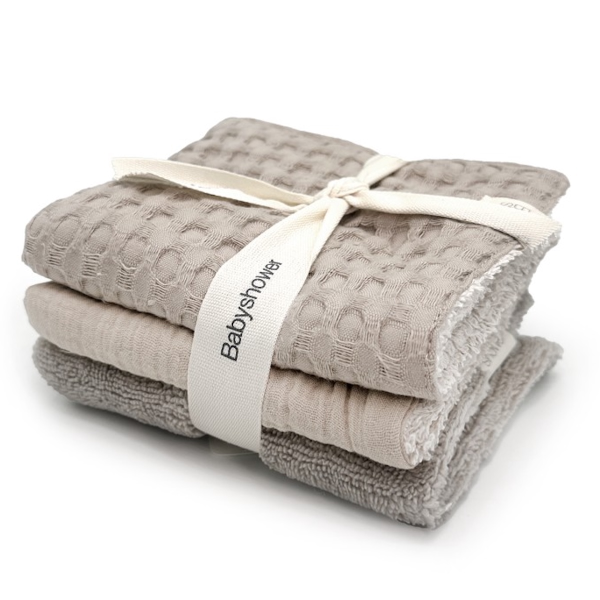 Set 3 serviettes Babyshower gofre latte