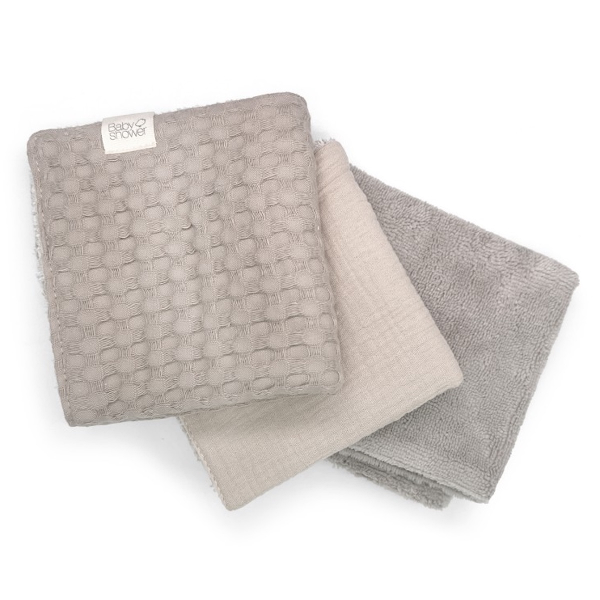 Set 3 serviettes Babyshower gofre latte