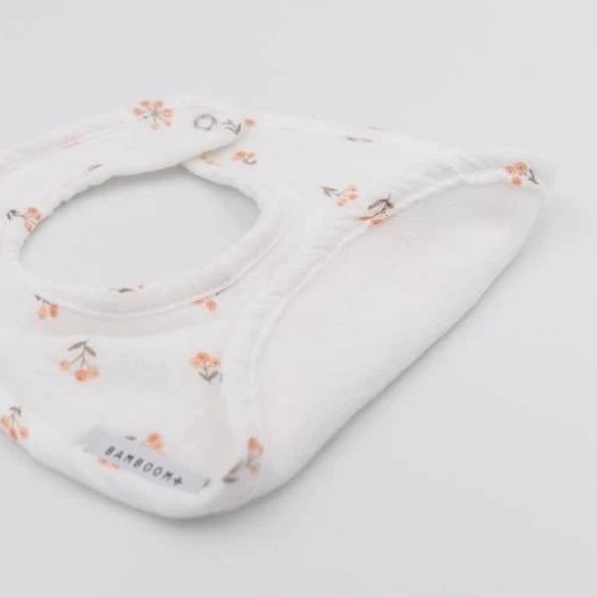 Set bavoirs+clip, mousseline + microsponge 25cm Bamboom white sand rosehip