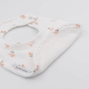 Set bavoirs+clip, mousseline + microsponge 25cm Bamboom white sand rosehip
