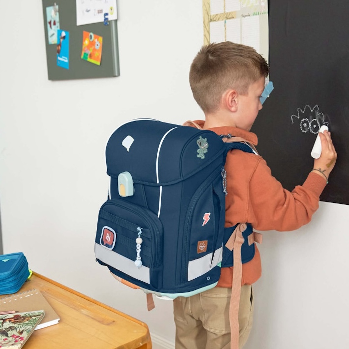 Set cartable scolaire Boxy Unique Laessig navy
