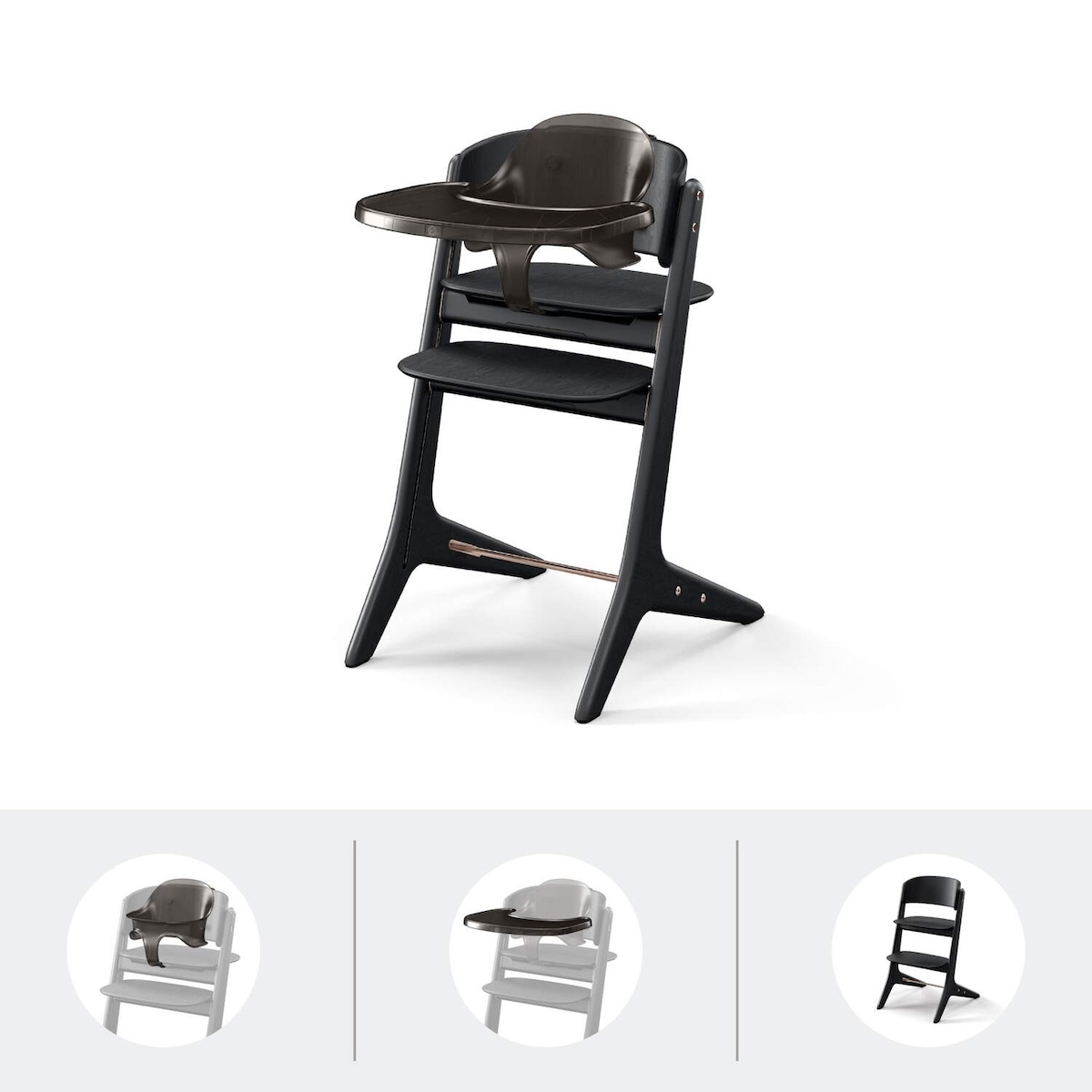 Set chaise haute LEMO Platinum 3in1 Cybex black wood black