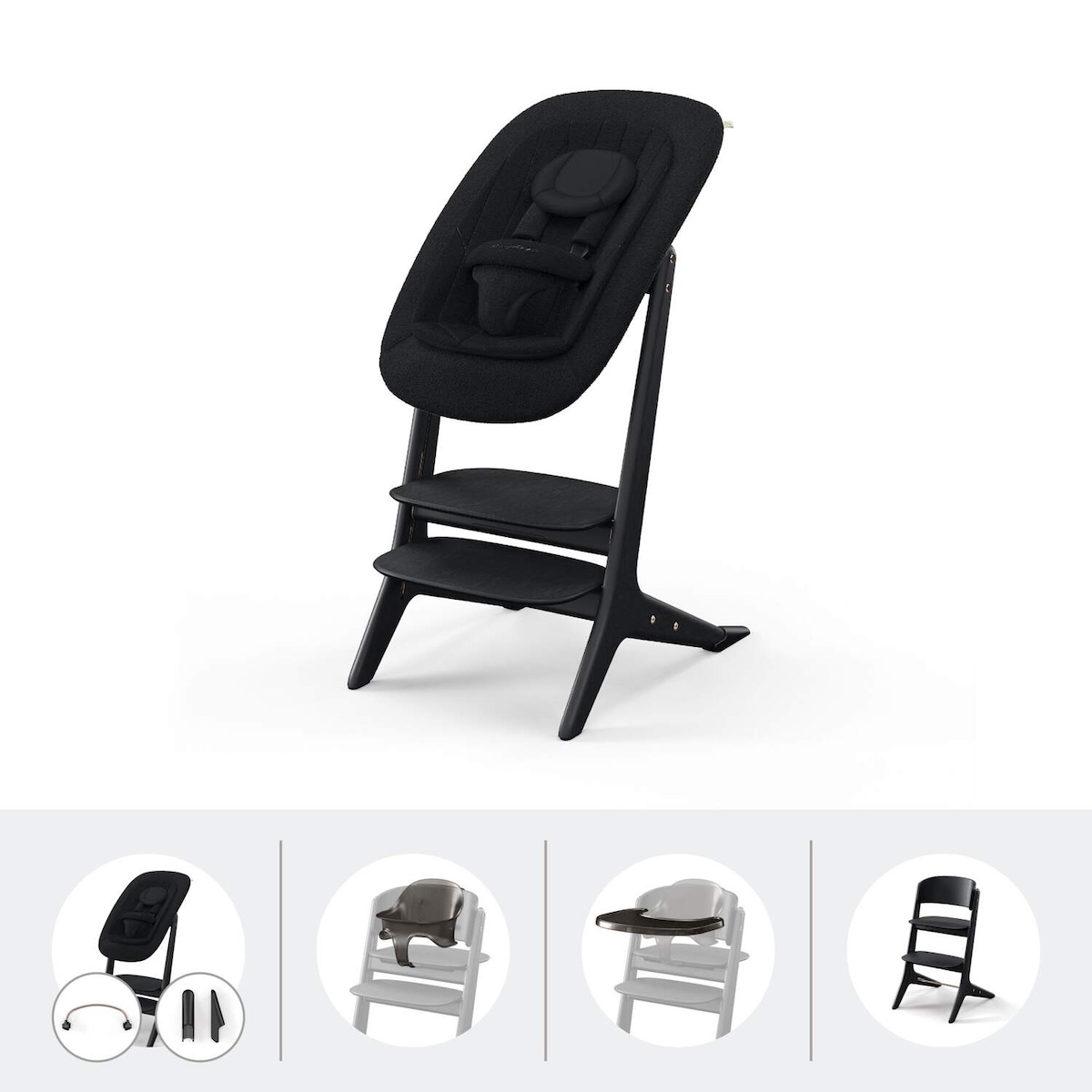 Set chaise haute LEMO Platinum 4in1 Cybex black wood black 