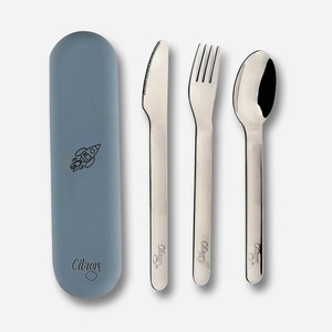 Set couverts acier inoxydable avec étui Citron dusty blue