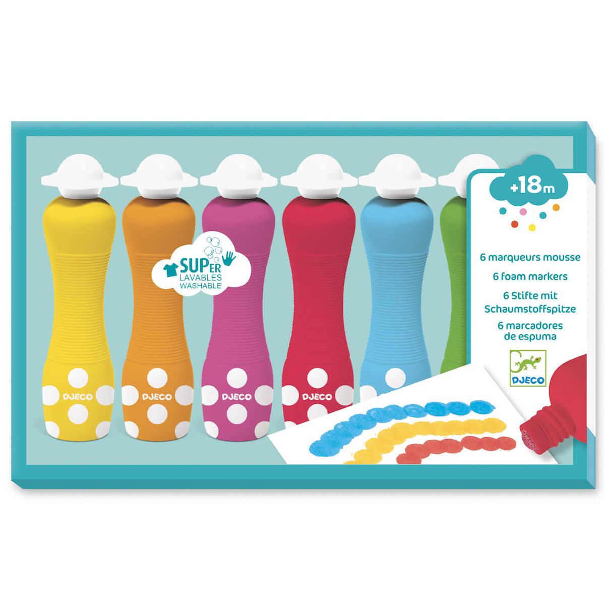 Set de 6 Marqueurs mousse LES COULEURS POUR LES PETITS Djeco