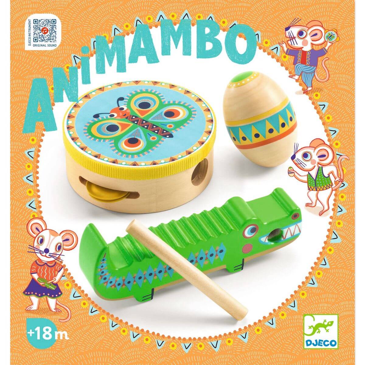 Set de percussions : tambourin, maracas, guiro Djeco