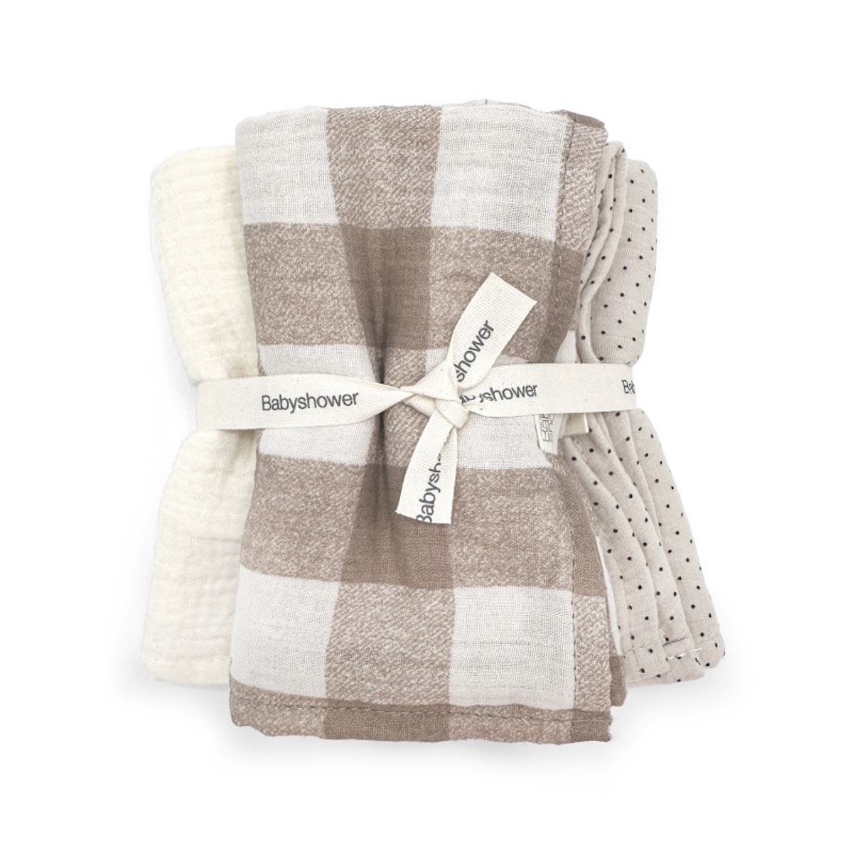 Set mini 3 langes Babyshower vichy caramel