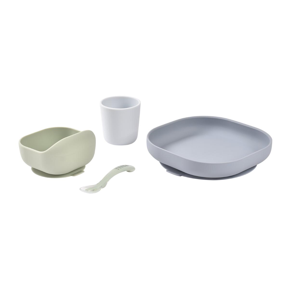 Set repas 4pc silicone Beaba Galet