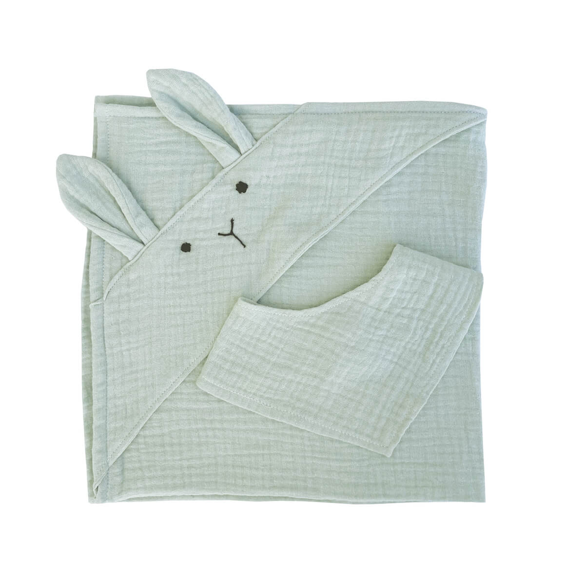 Set serviette-bandana BUNNY BOBBLE vert