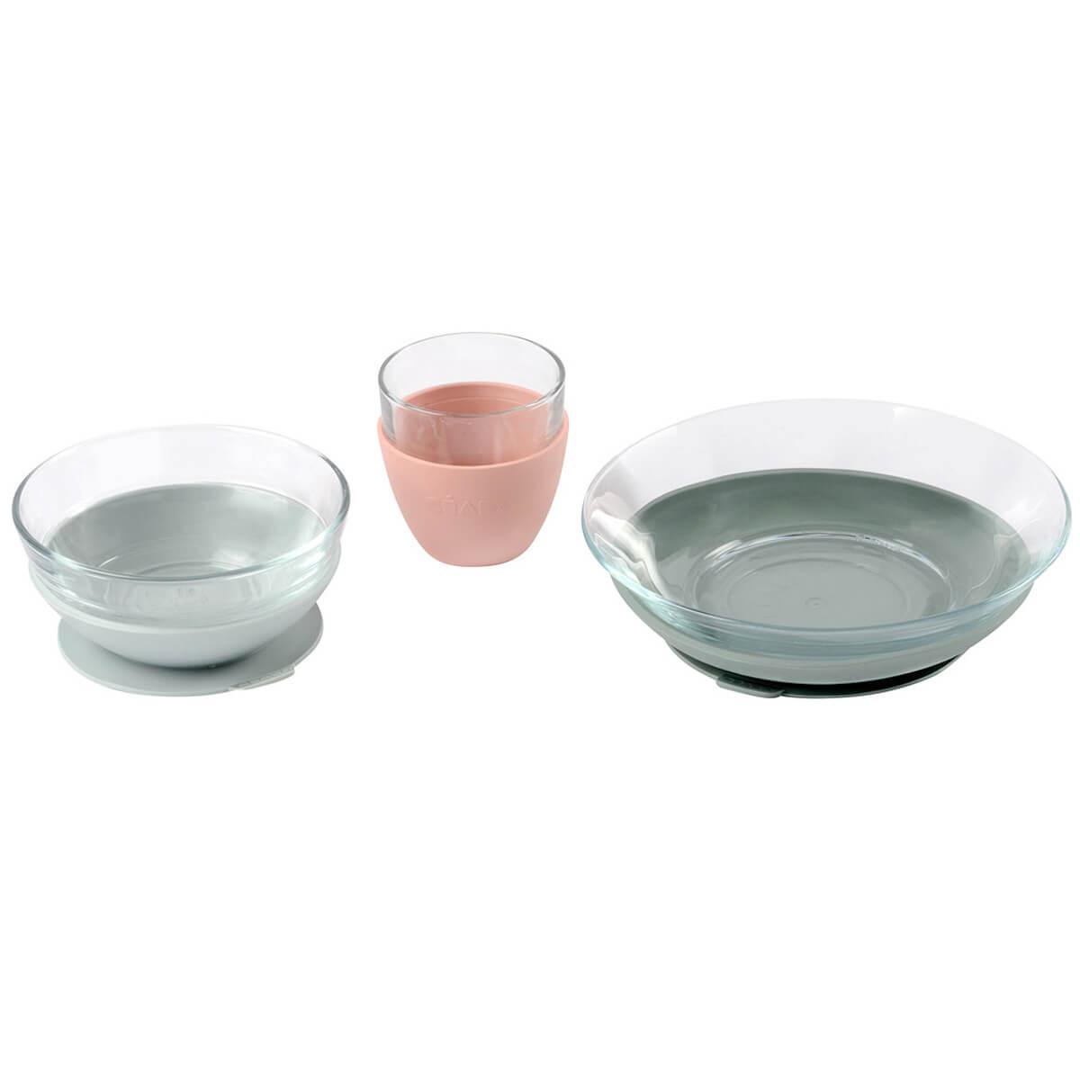 Set vaisselle en verre Beaba eucalipto