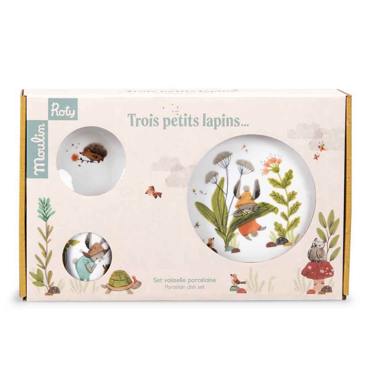 Set vaisselle porcelaine TROIS PETITS LAPINS Moulin Roty