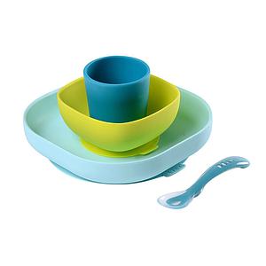 Set vaisselle silicone 4 pièces Beaba blue